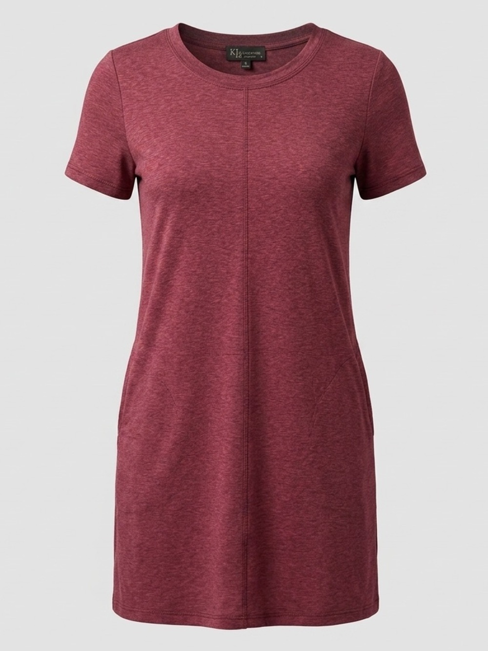 K Ld Signature Maroon Red Short Sleeve Jersey T-Shirt Dress Tunic